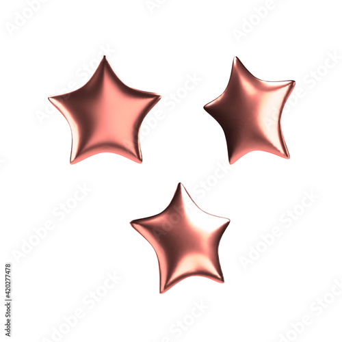 Vector 3d red star. Realistic glossy isolated object.