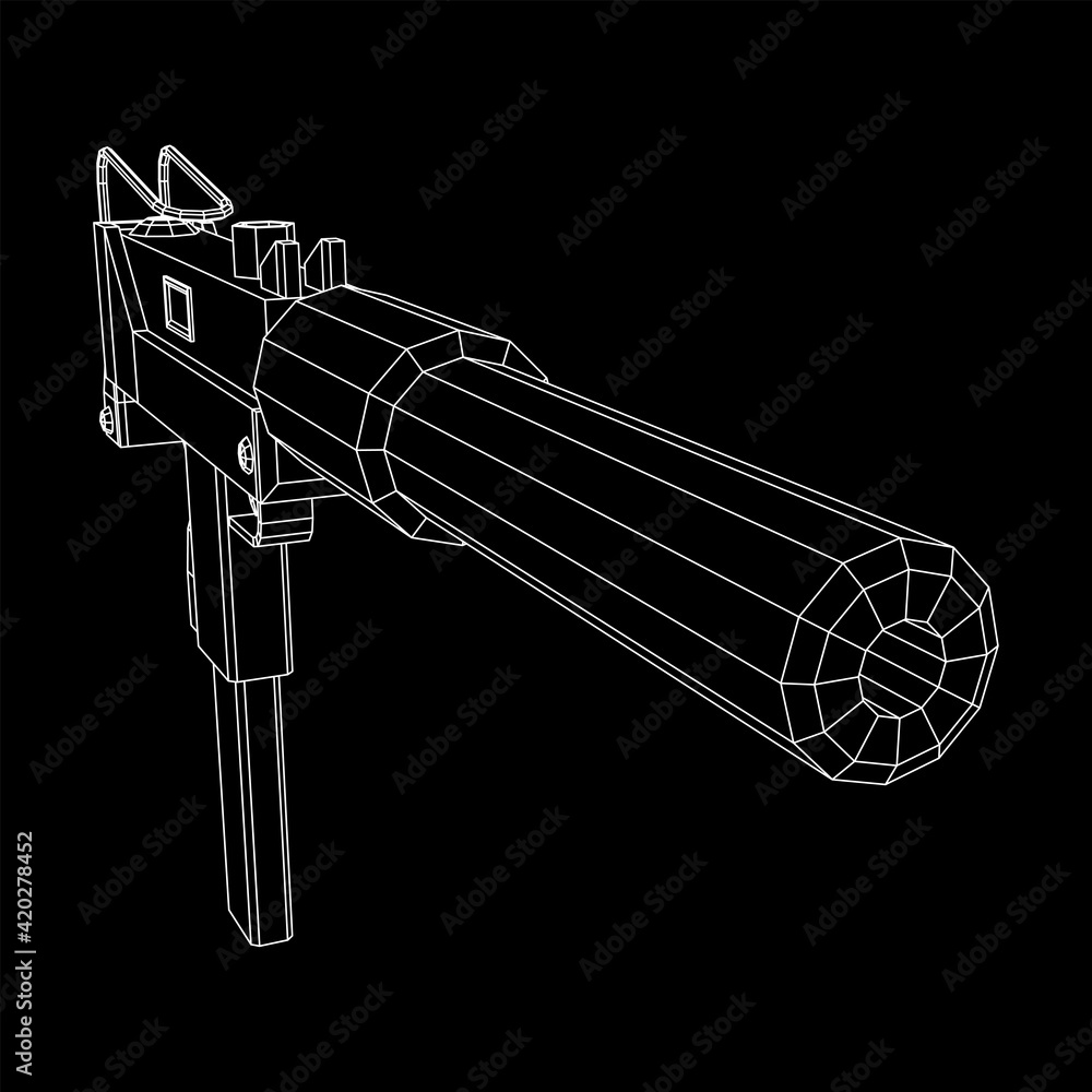 Obraz premium Submachine gun modern firearms pistol with silencer