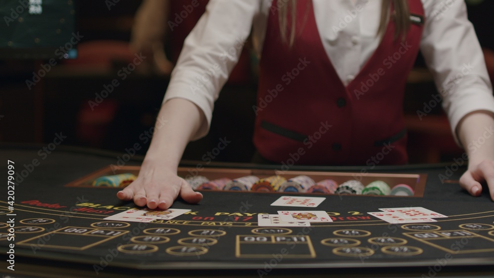 Croupier gambling table in casino Croupier gambling table in casino