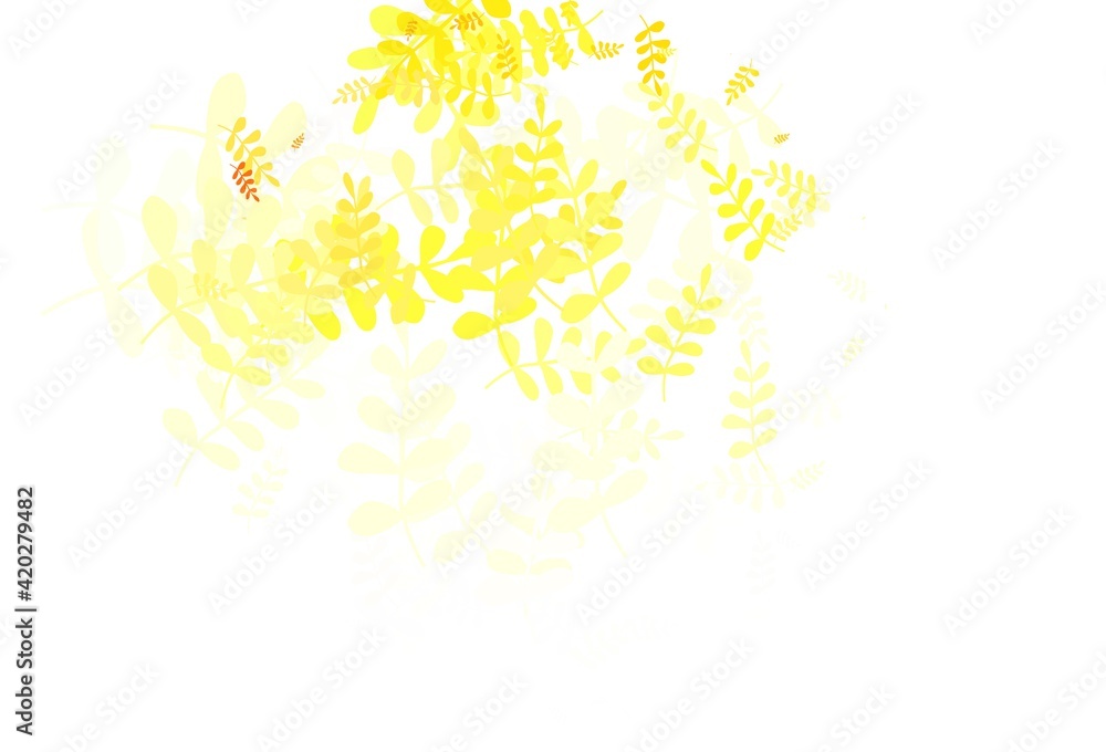 Light Orange vector natural pattern with leaves.