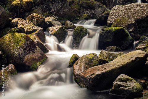 Long exposure image of a creek in the mountains. 