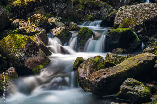Long exposure image of a creek in the mountains. 