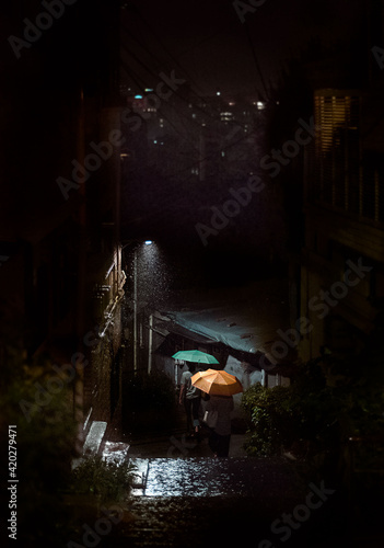 Rainy night walking