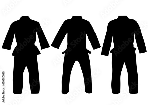 Kimono for practicing judo and kung fu in a set.