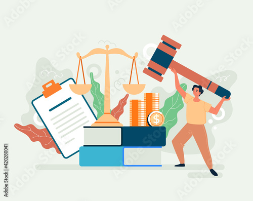 Tax law authority government justice concept. Vector flat cartoon graphic design illusration