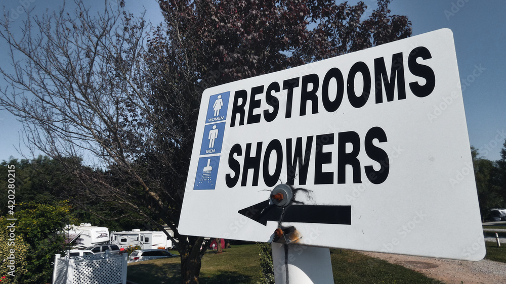 Restrooms and Showers Sign