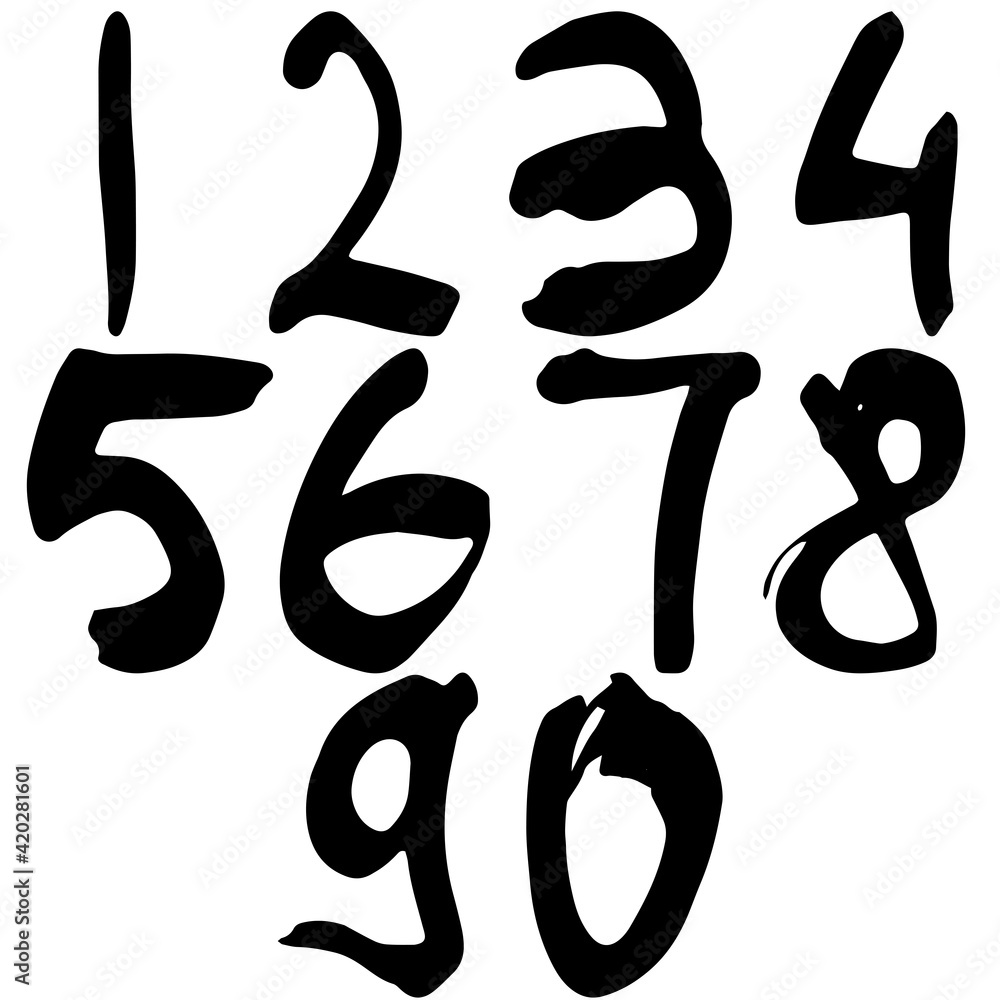 Vector hand-drawn black grunge font isolated on white background.
Vector hand-drawn black grunge font isolated on white background.