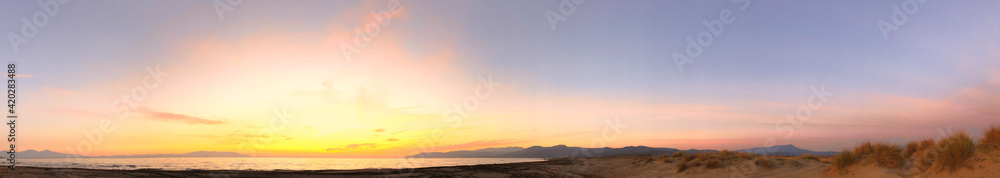 Panoramic landscape view of Pamucak Beach selcuk