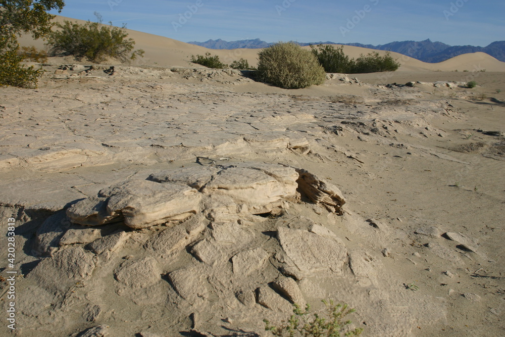 Picture Idea: California Desert Dunes Landscape Death Valley With Dry Mud Hump