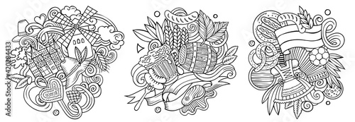Germany cartoon vector doodle designs set.