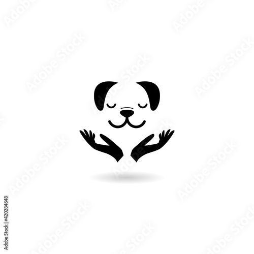 Dog care black glyph icon with shadow