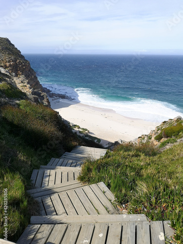 Top of the cliff at Diaz Beach in Cape Point National Park in Cape Town South Africa 