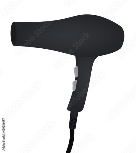 Black hair dryer. vector illustration