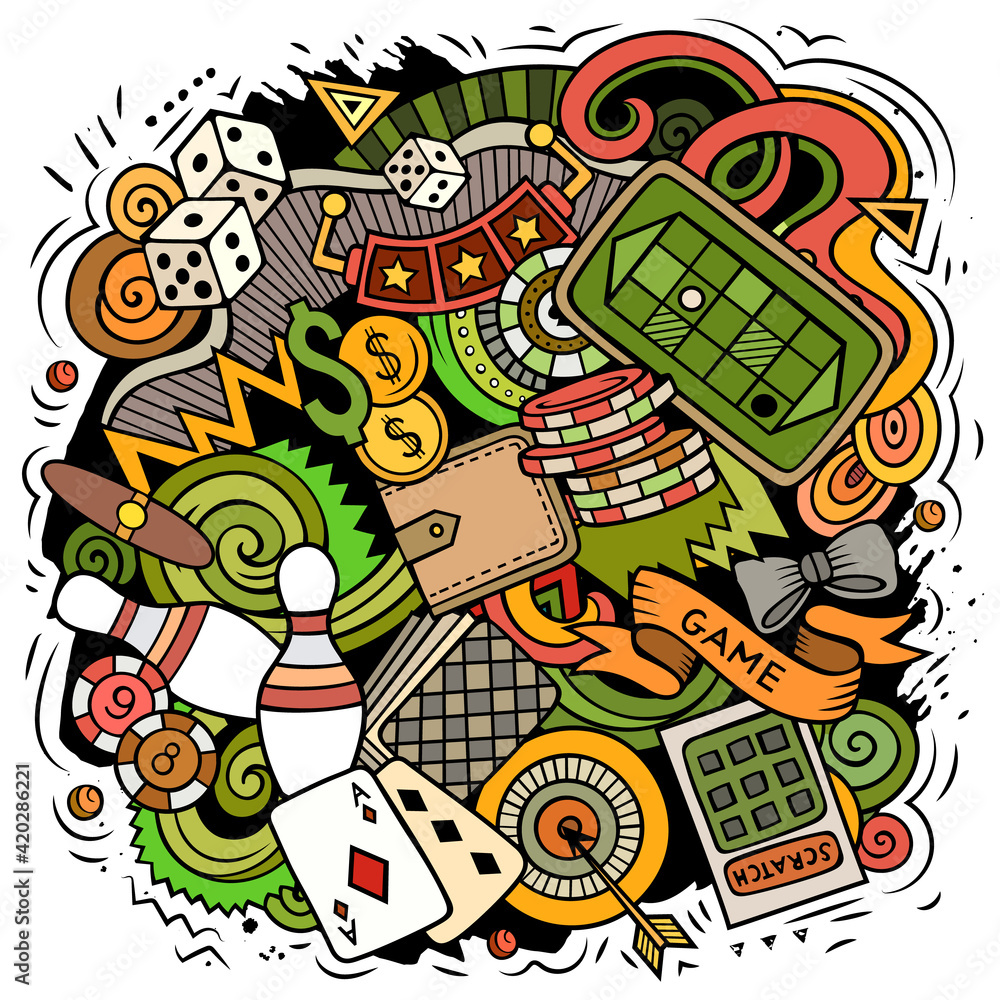 Fototapeta premium Casino cartoon vector doodle design
