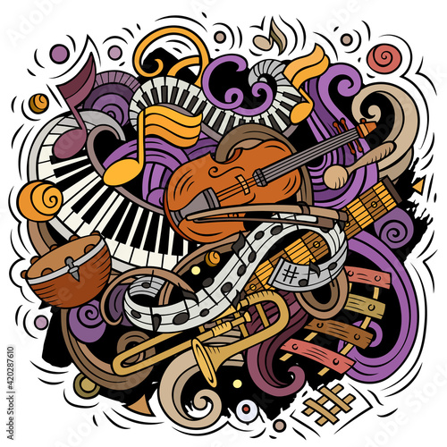 Cartoon vector doodles Classic music illustration