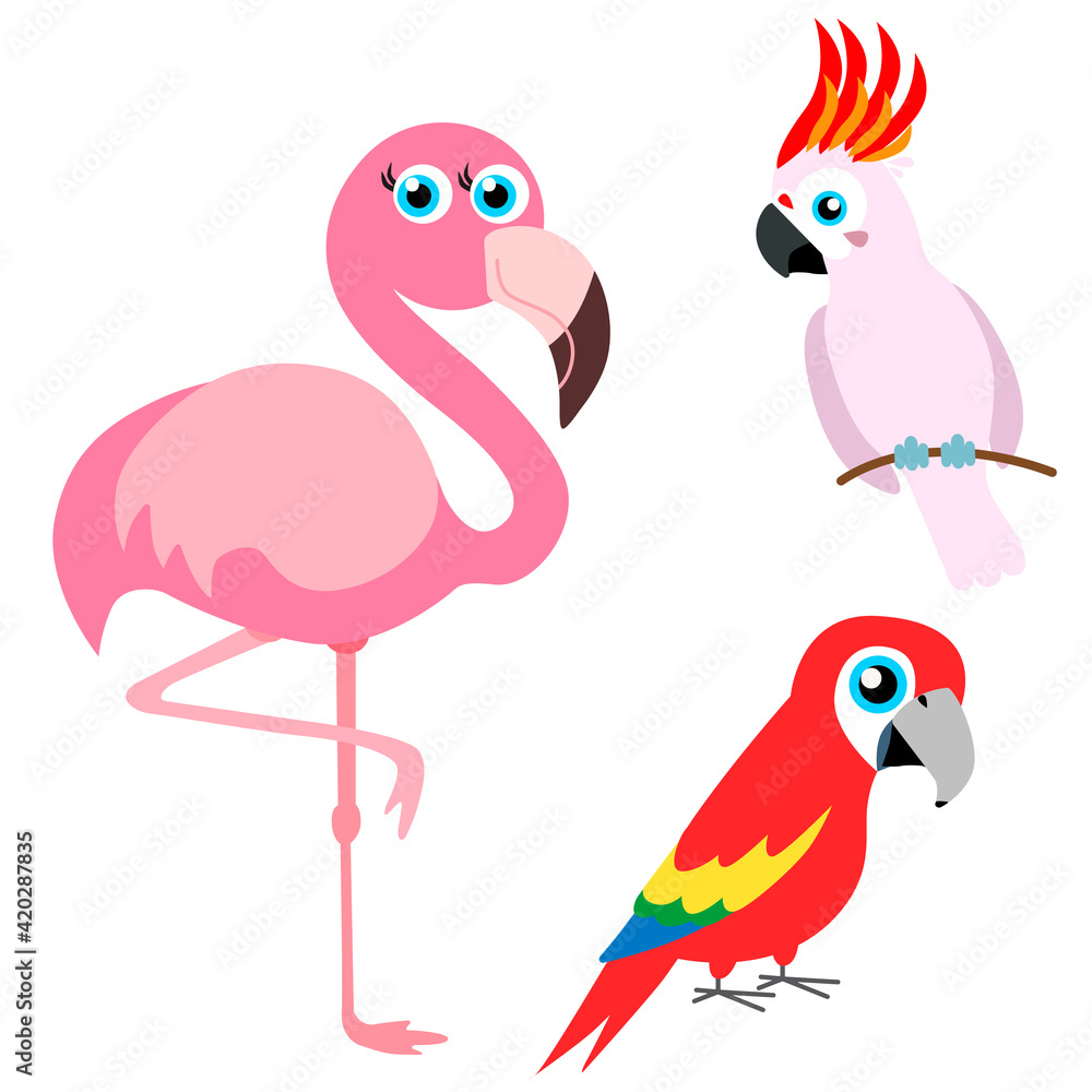 Set of funny birds, vector illustration Set of funny birds, vector illustration
