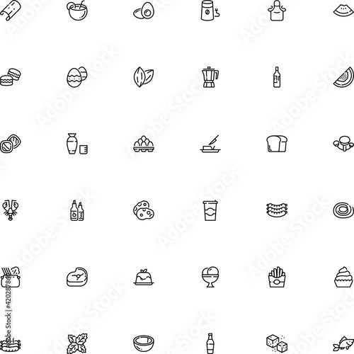 icon vector icon set such as: macaroni, muffin, honey, vegetable, tomato, meringue, alcoholic, rabies, pinafore, protective, refreshment, birthday, macaroon, linear, solid, micro, aquatic, bacillus