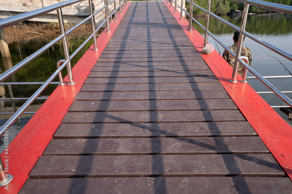 red bridge over the river