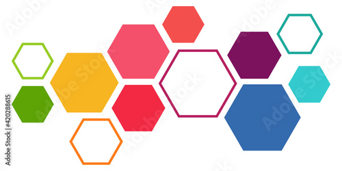 colored futuristic hexagonal teamwork process