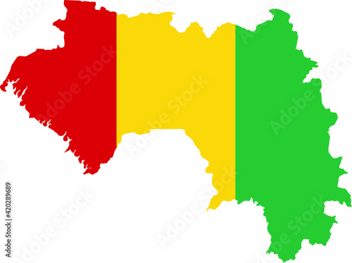 Simple flat flag map of the Republic of Guinea