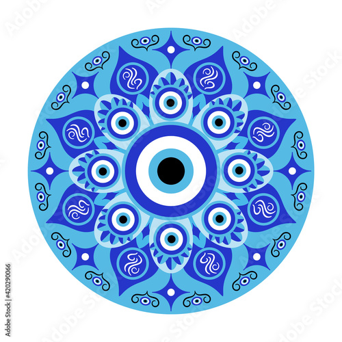 Blue mandala evil eye, greek amulet against evil eye