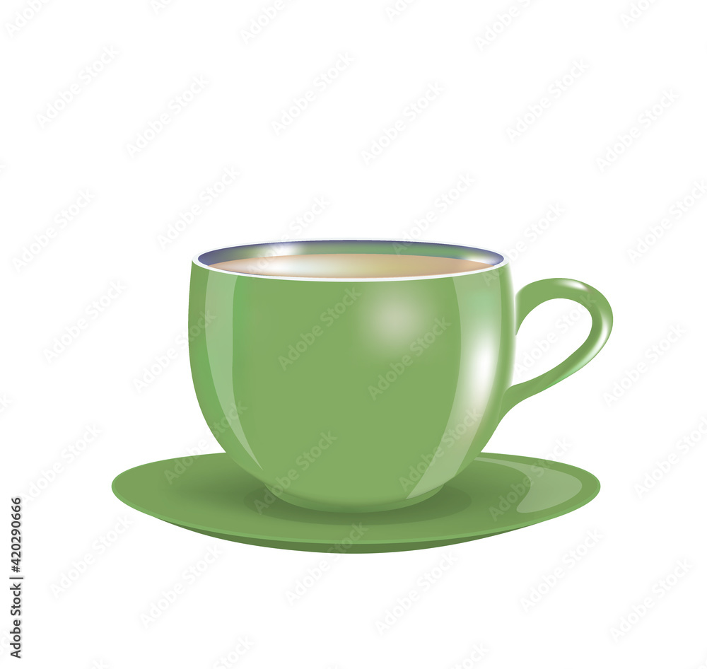 Green tea cup. vector illustration