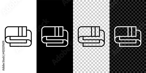 Set line Towel stack icon isolated on black and white,transparent background. Vector