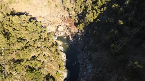 Drone footage of a big bend in the South Yuba River adjacent to Malakoff Diggins State Historic Park photo