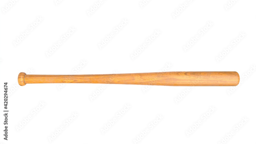 3D render of wooden baseball bat isolated on white 3D render of wooden baseball bat isolated on white