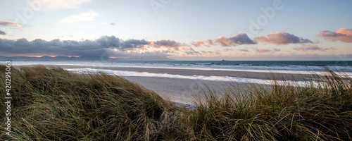 Obraz na plátně Sunset at Banna Beach in County Kerry Ireland