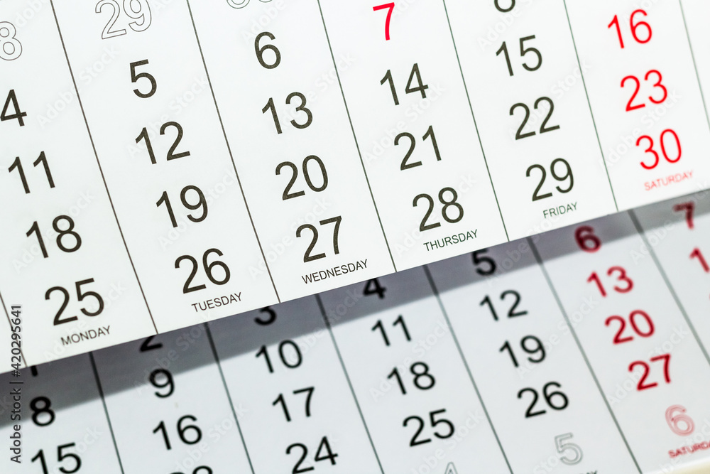 Abstract blur calendar page close up background Abstract blur calendar page close up background