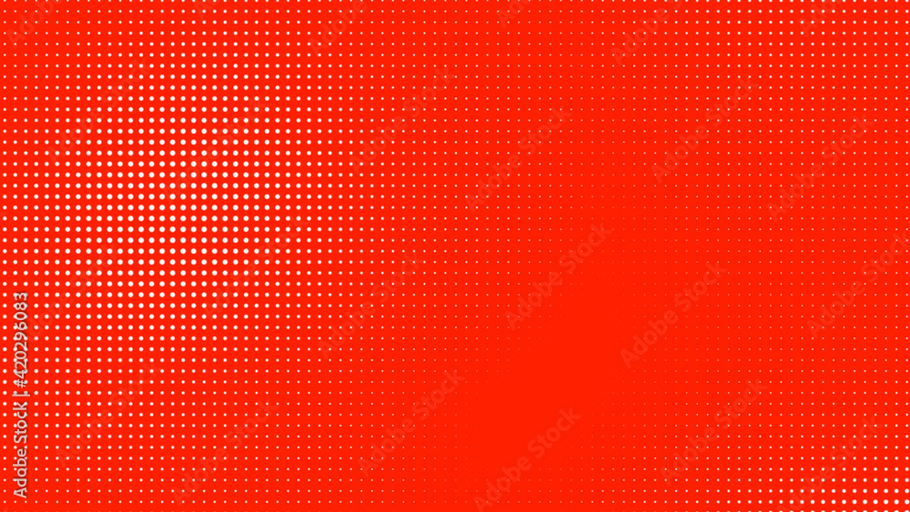 Dots halftone red white color pattern gradient texture with technology digital background. Dots pop art comics style. Dots halftone red white color pattern gradient texture with technology digital background. Dots pop art comics style.