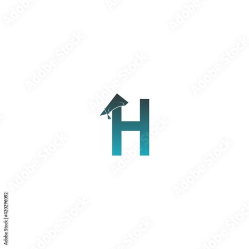 Letter H logo icon with graduation hat design vector