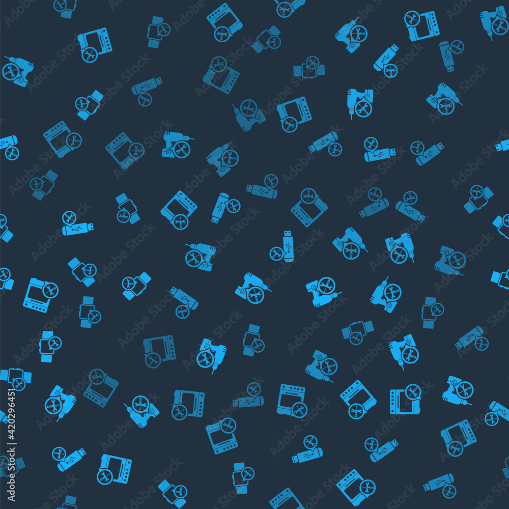 Set Oven service, Drill machine, USB flash drive and Smartwatch on seamless pattern. Vector Set Oven service, Drill machine, USB flash drive and Smartwatch on seamless pattern. Vector
