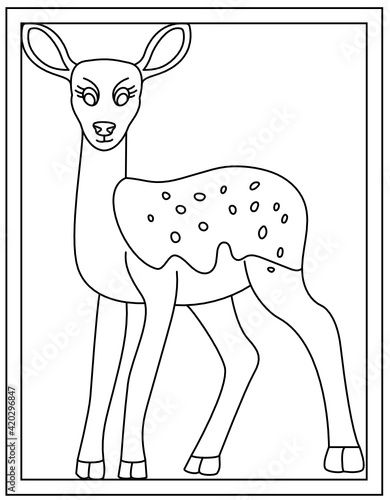 
Baby deer hand drawn vector template, kids coloring page

