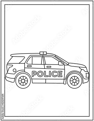 
Police car vector in linear design

