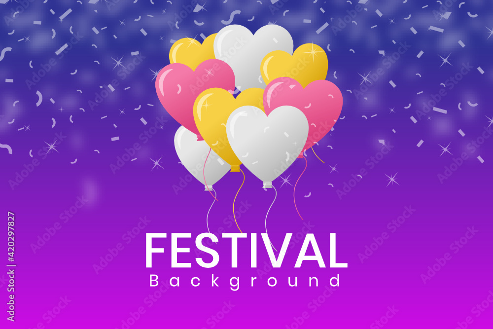 
A gradient colour festival background with heart balloons

