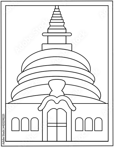 
A hindu temple line vector download

