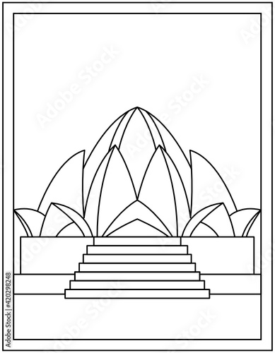 
Trendy vector of lotus temple in india, coloring page 

