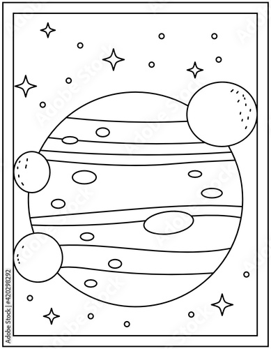 A vector design of jupiter coloring page 