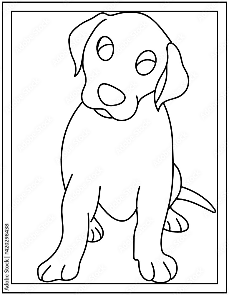 Fototapeta premium Dog in hand drawn editable vector, kids coloring page