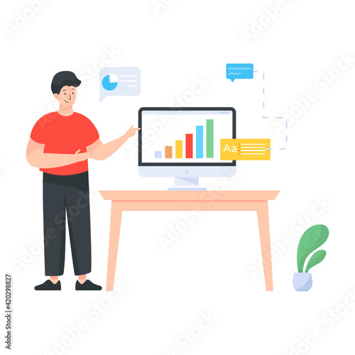 
A flat illustration of statistical research, editable design


