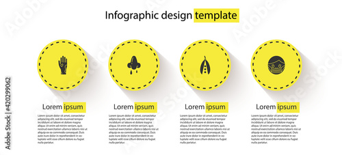 Set Hand with psoriasis or eczema, Runny nose, Kidney beans and Face in protective mask. Business infographic template. Vector
