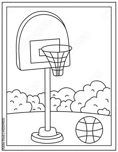 
A basketball colouring page line vector 

