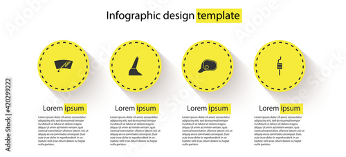 Set Windscreen wiper, Car handbrake, mirror and muffler. Business infographic template. Vector