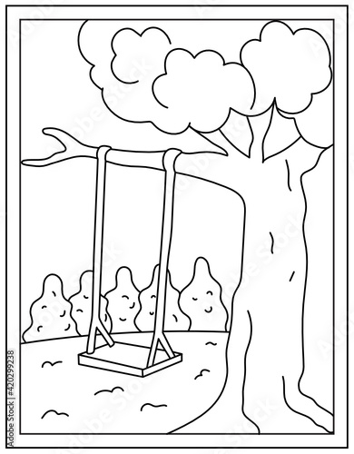 
A swing tire colouring page vector 


