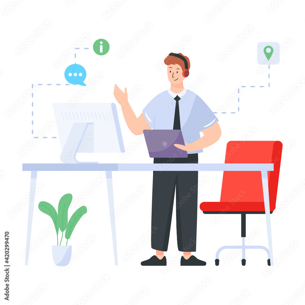 A trendy flat illustration of clients support
A trendy flat illustration of clients support