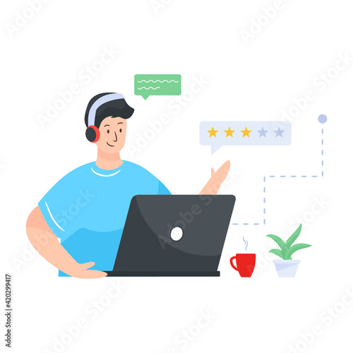 
Flat editable illustration of call centre representative

