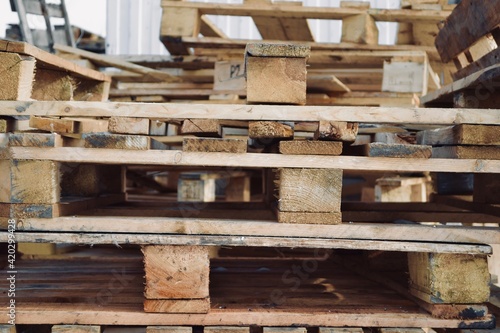 Wooden pellets stack for recycling background 