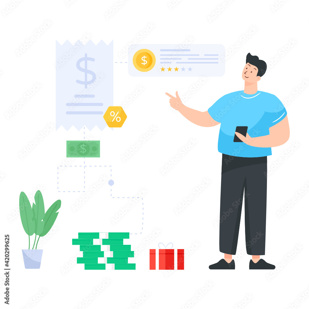 A flat editable illustration of earn points
A flat editable illustration of earn points